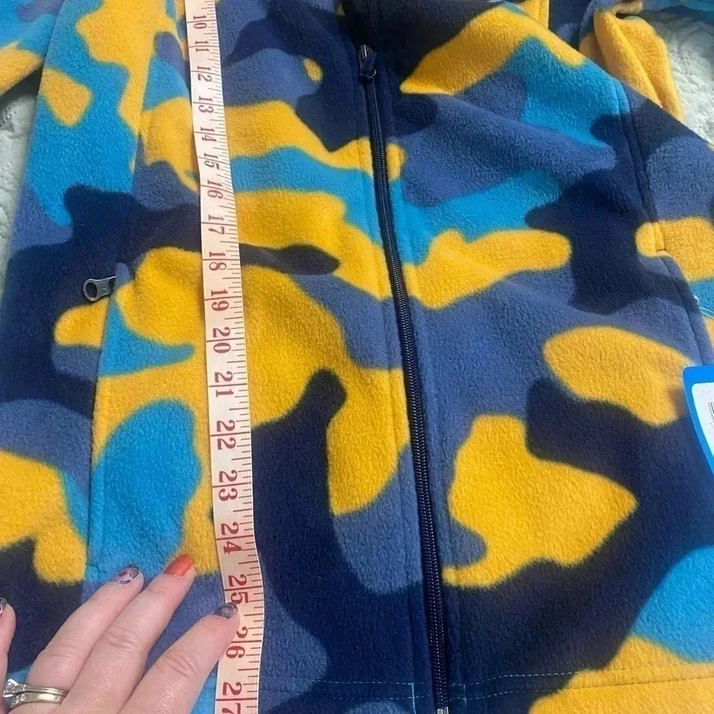COLUMBIA ZING III Fleece Jacket Youth Boys Size XL Full Zip Camo Yellow NWT New
